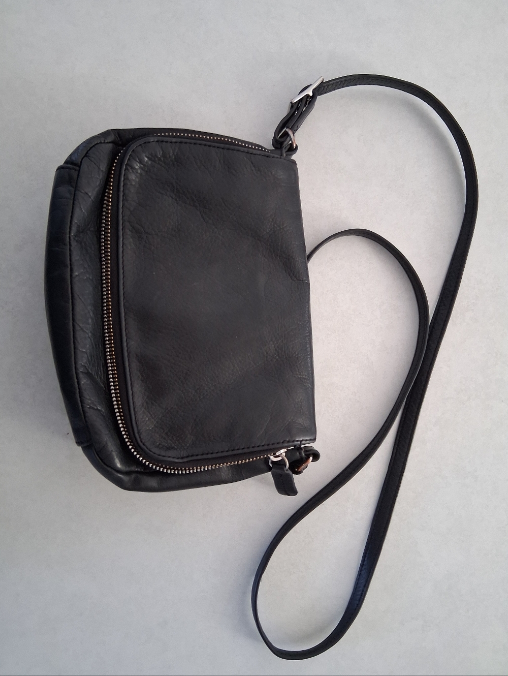 Margot New York/ Black, Buttery Soft, 100% Leather Crossbody Bag W/ Front Pocket